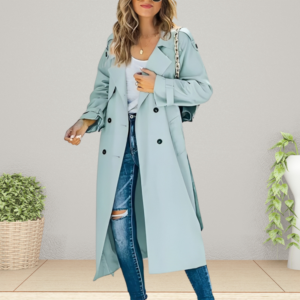 Dames Trenchcoat | Dubbelknoopsluiting en Kraag