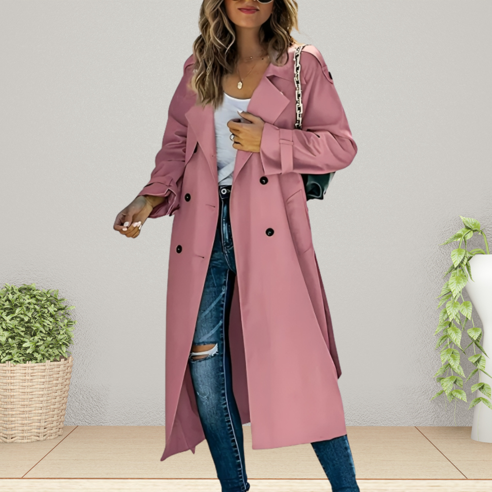 Dames Trenchcoat | Dubbelknoopsluiting en Kraag