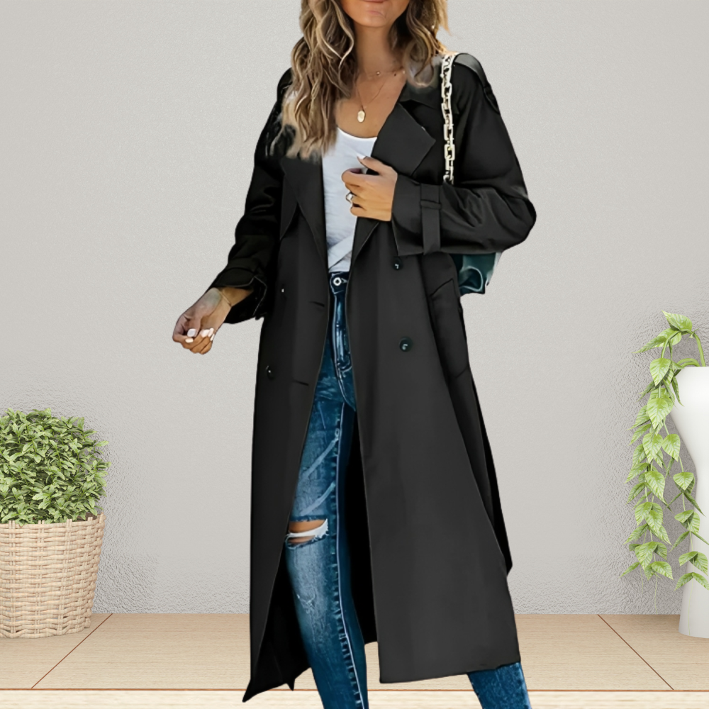 Dames Trenchcoat | Dubbelknoopsluiting en Kraag
