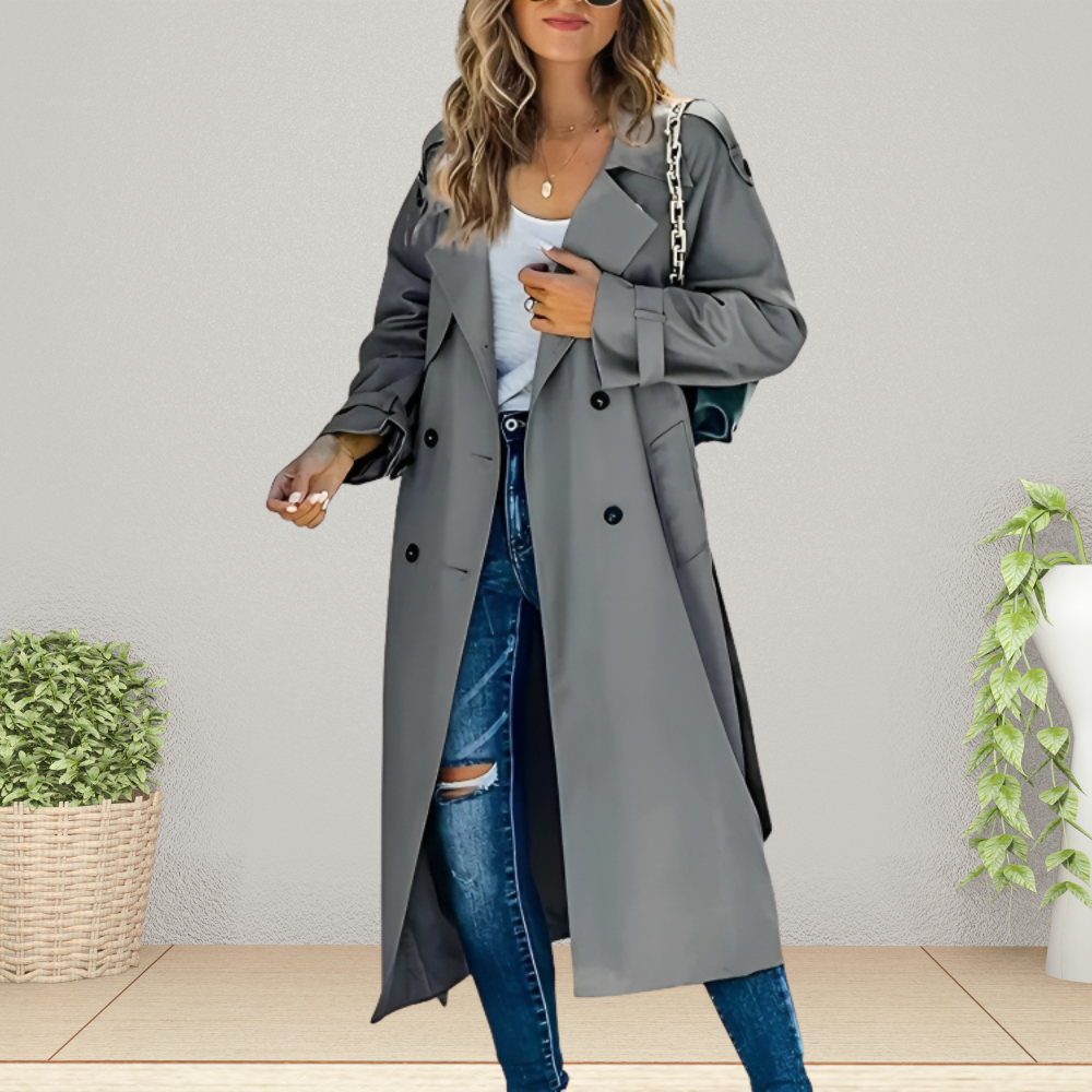 Dames Trenchcoat | Dubbelknoopsluiting en Kraag