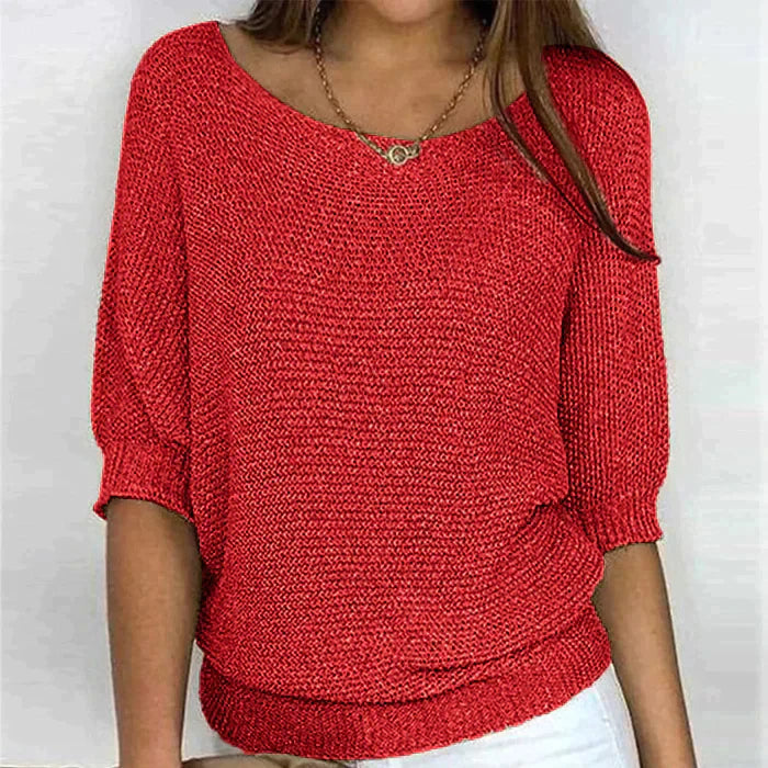 Dames Trui | Boothals en Halflange Mouwen