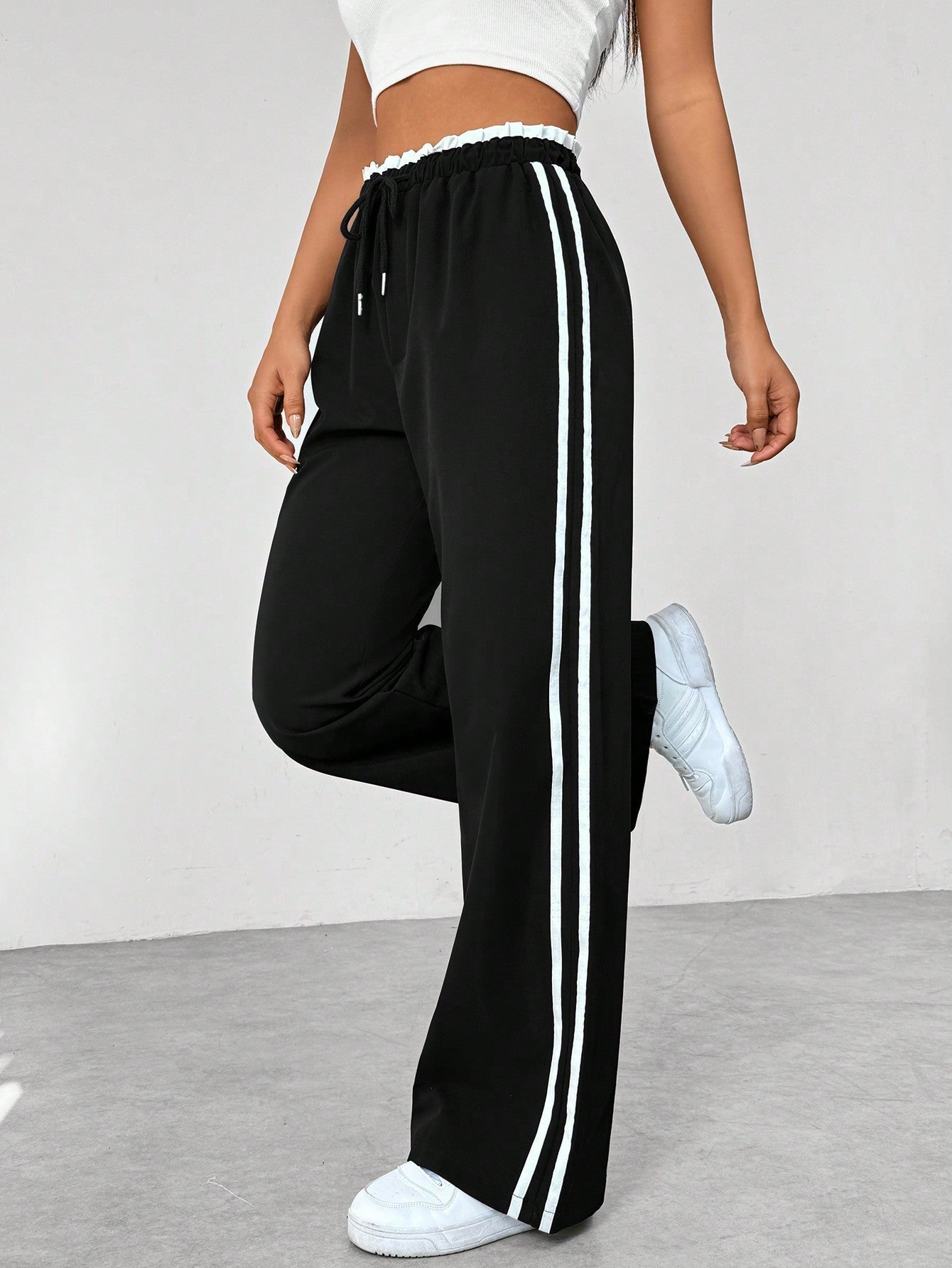 Dames Wide-Leg Broek | Trendy Pasvorm met Elastische Tailleband