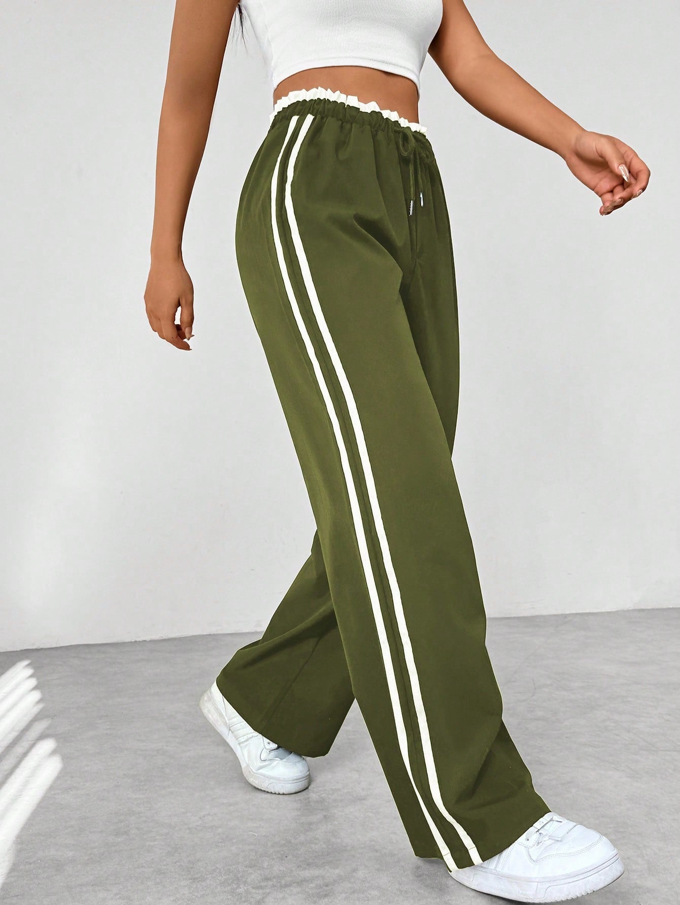 Dames Wide-Leg Broek | Trendy Pasvorm met Elastische Tailleband