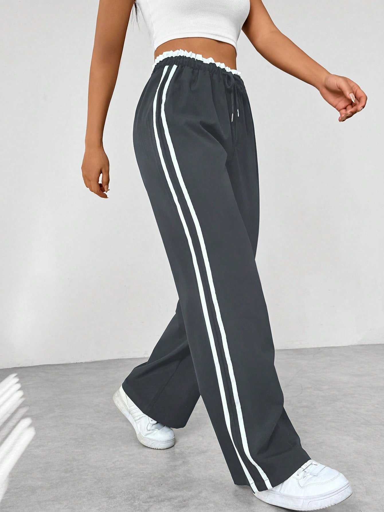 Dames Wide-Leg Broek | Trendy Pasvorm met Elastische Tailleband