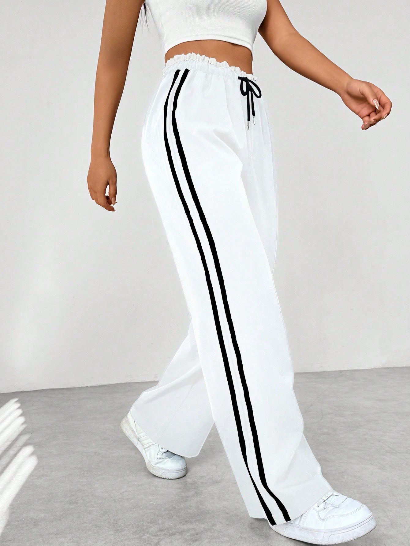 Dames Wide-Leg Broek | Trendy Pasvorm met Elastische Tailleband