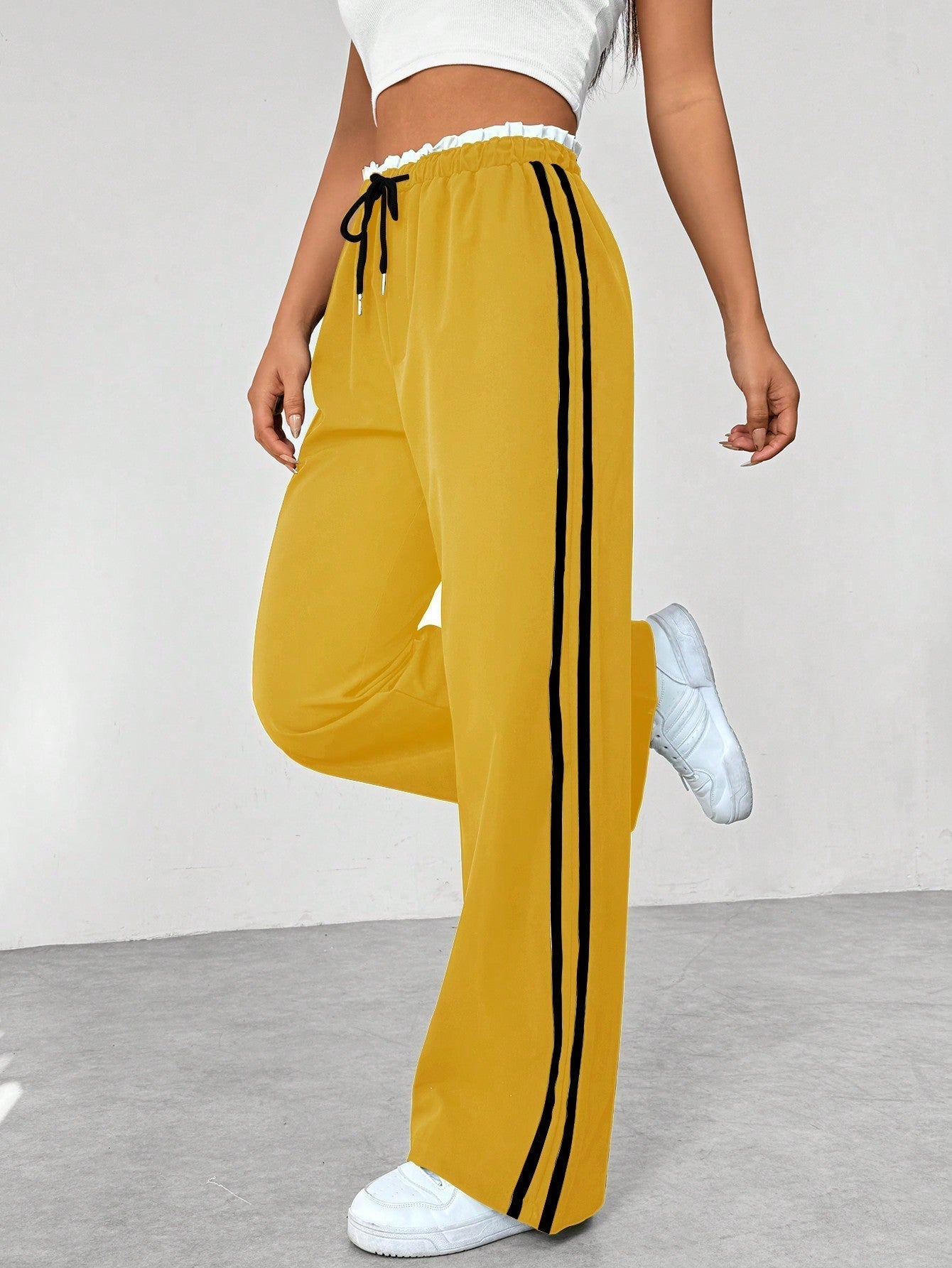Dames Wide-Leg Broek | Trendy Pasvorm met Elastische Tailleband