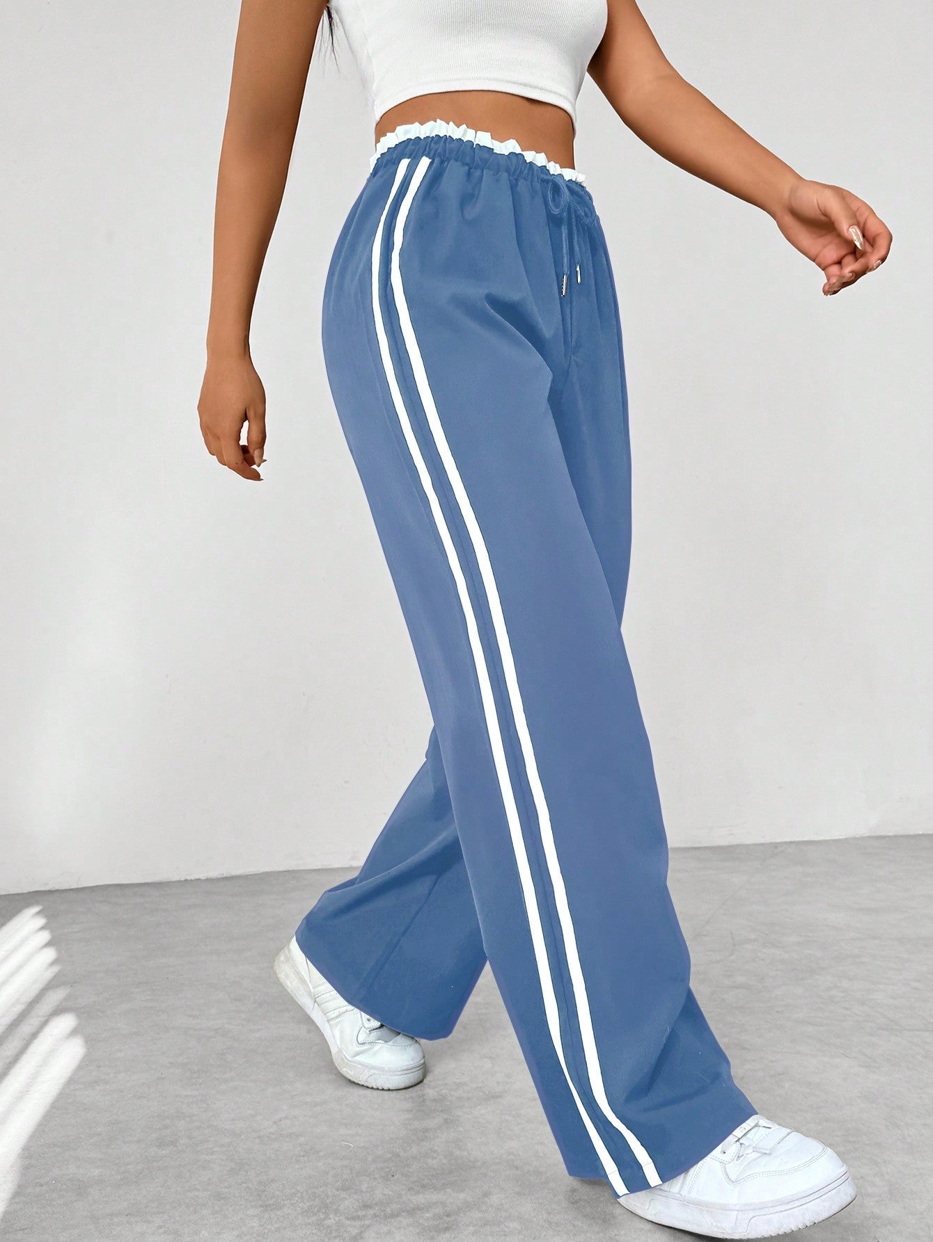 Dames Wide-Leg Broek | Trendy Pasvorm met Elastische Tailleband