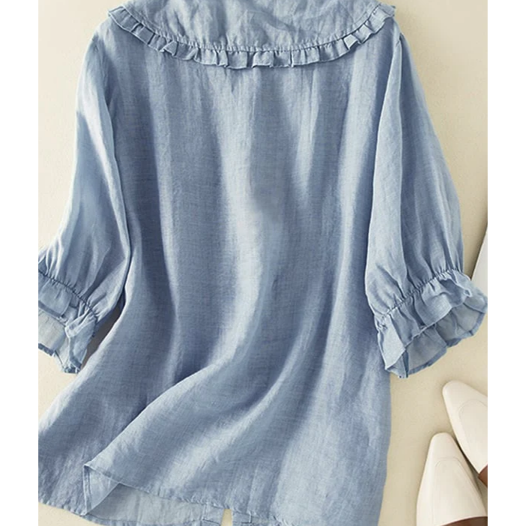 Damesblouse met Peter Pan Rucheskraag