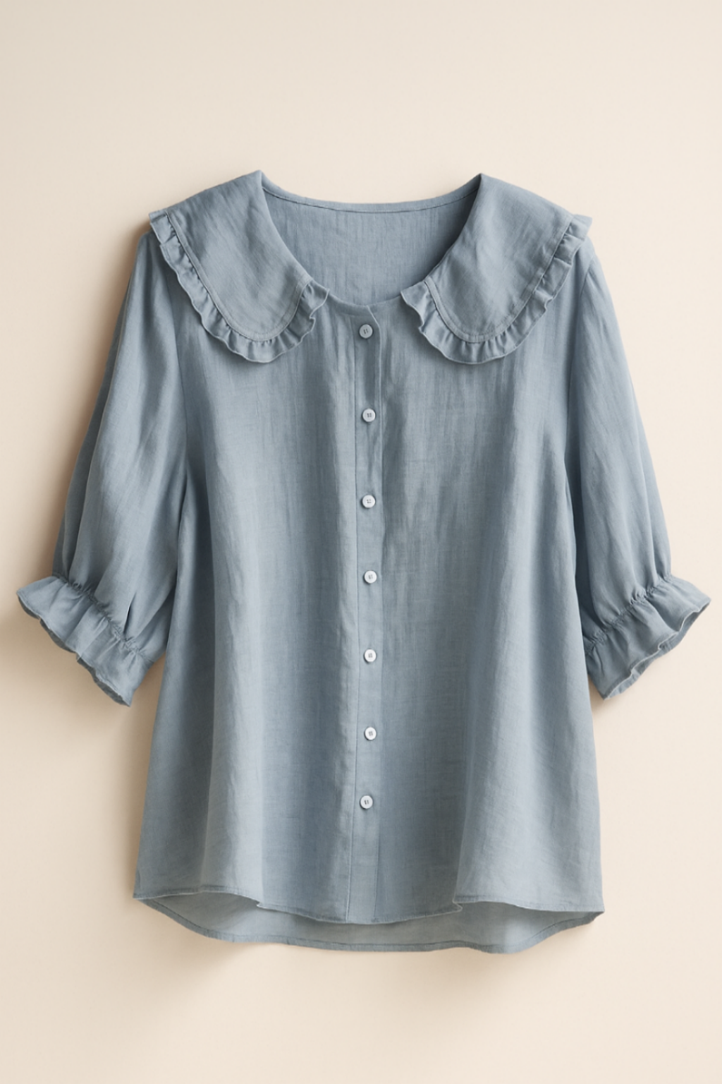 Damesblouse met Peter Pan Rucheskraag