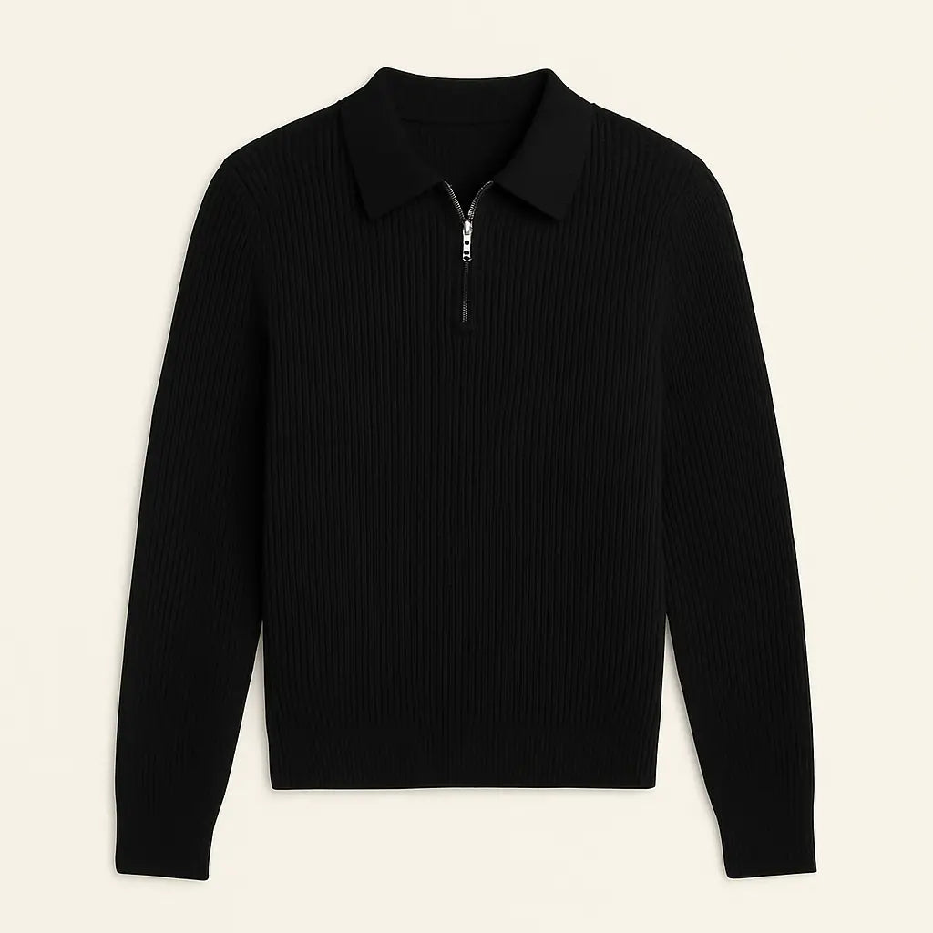 Heren Geribbelde Half-Zip Trui | Old Money