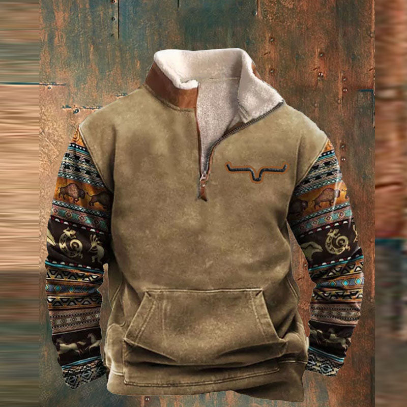 Heren Half-Zip Sweater | Gebreid met Opstaande Kraag