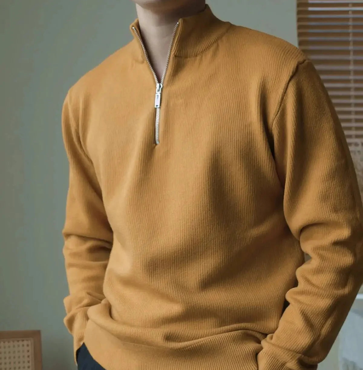 Heren Hoge Kraag Half-Zip Trui | Winter