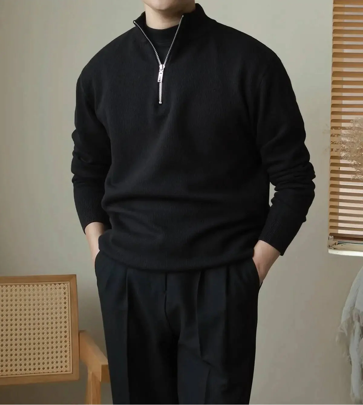 Heren Hoge Kraag Half-Zip Trui | Winter