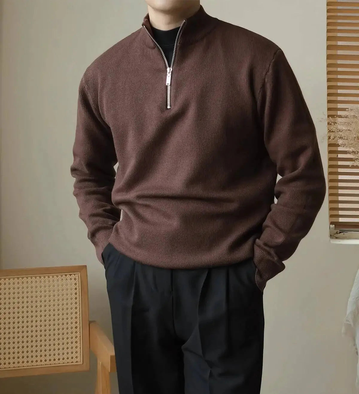 Heren Hoge Kraag Half-Zip Trui | Winter