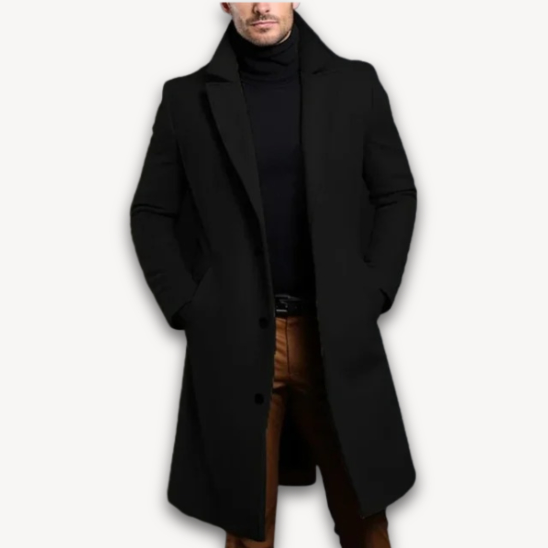 Heren Lange Overjas | Wollen Blenden Slim Fit Design