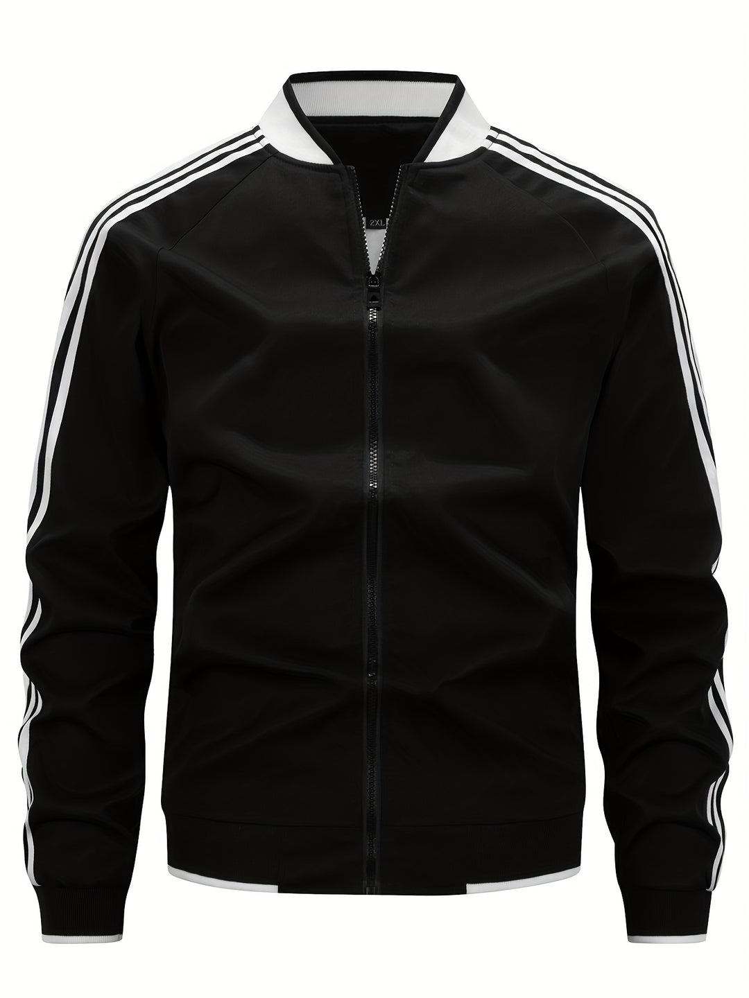 Heren Sportvest | Baseballkraag en Gestreepte Mouwen