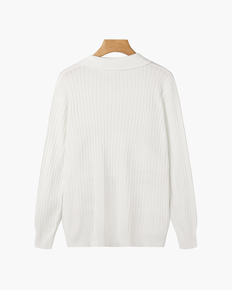 Heren V-Hals Polo met Lange Mouwen | Winter