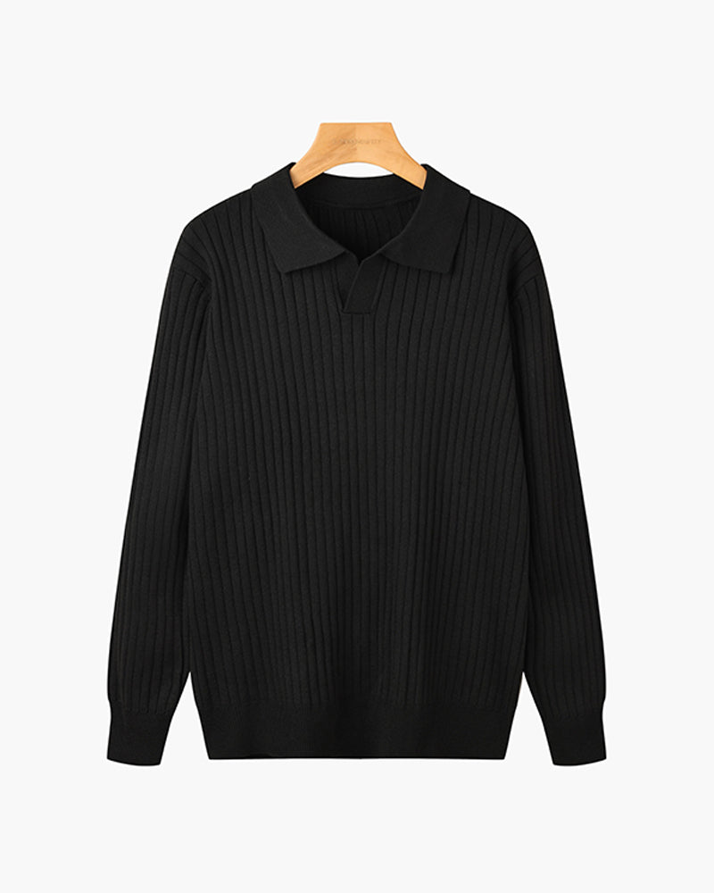 Heren V-Hals Polo met Lange Mouwen | Winter