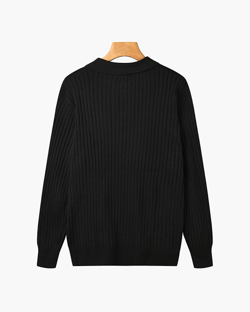 Heren V-Hals Polo met Lange Mouwen | Winter