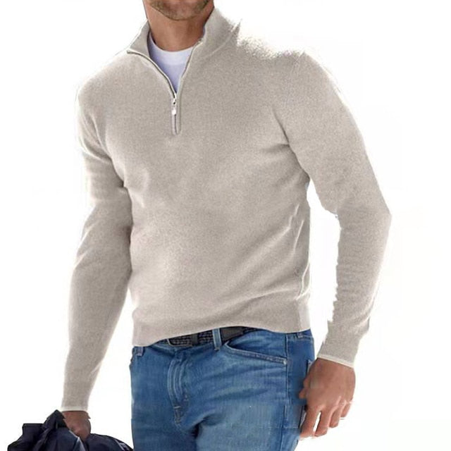 Heren V-hals Pullover Met Rits | Herfst