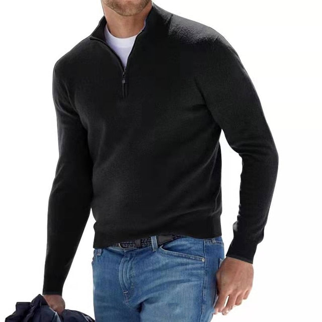 Heren V-hals Pullover Met Rits | Herfst