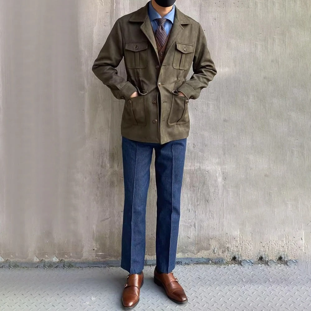 Heren Warme Suède Winterjas | Casual