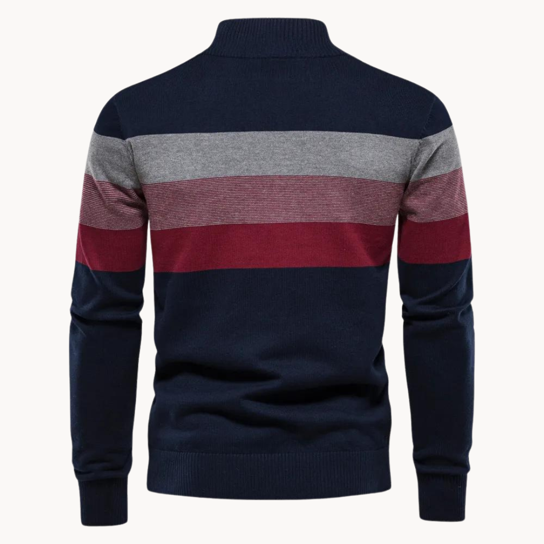 Matteo | Quarter-Zip Trui met Streeppatroon, Gebreide Blend