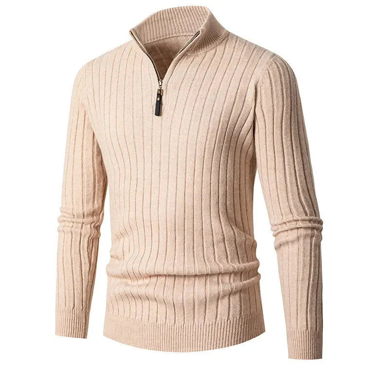 Raphael | Half-Zip Trui met Hoge Kraag, Gebreide Blend