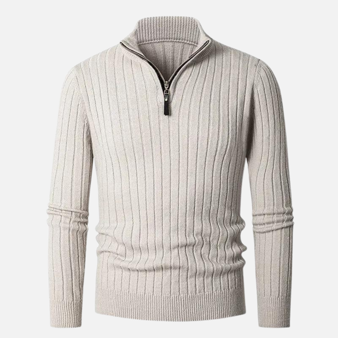Raphael | Half-Zip Trui met Hoge Kraag, Gebreide Blend